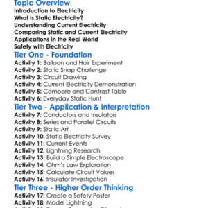 Static Vs Current Electricity Worksheet Activity Booklet