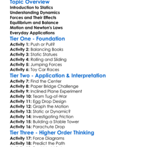 Statics And Dynamics Worksheet Activity Booklet