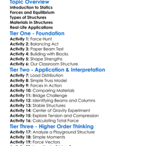 Statics And Structures Worksheet Activity Booklet