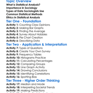 Statistical Analysis In Sociology Worksheet Activity Booklet