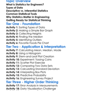Statistics For Engineers Worksheet Activity Booklet