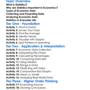Statistics In Economics Worksheet Activity Booklet