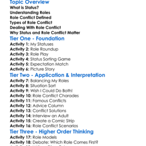 Status And Role Conflict Worksheet Activity Booklet