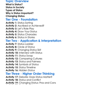 Status Worksheet Activity Booklet