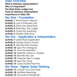 Statutory Interpretation Worksheet Activity Booklet