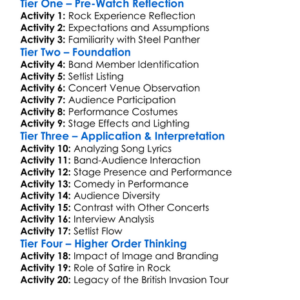 Steel Panther Worksheet Activity Booklet
