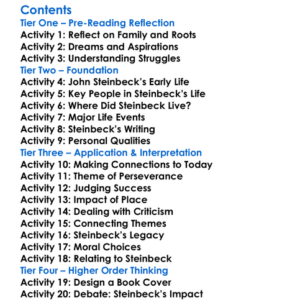 Steinbeck A Biography Jackson J Benson Worksheet Activity Booklet