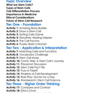 Stem Cells And Cell Differentiation Worksheet Activity Booklet