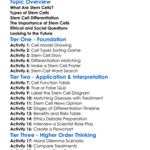 Stem Cells And Differentiation Worksheet Activity Booklet