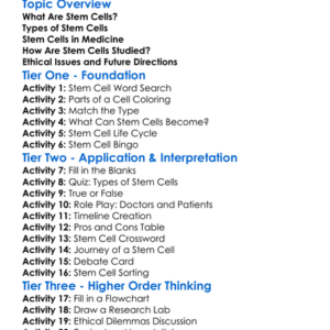 Stem Cells And Medical Research Worksheet Activity Booklet