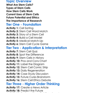 Stem Cells And Their Potential Uses Worksheet Activity Booklet