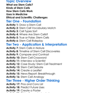 Stem Cells And Their Potential Worksheet Activity Booklet