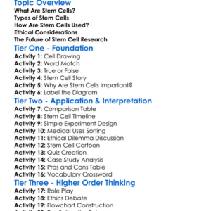 Stem Cells And Their Uses Worksheet Activity Booklet