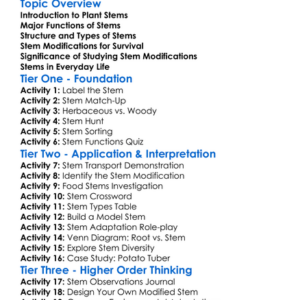 Stem Functions And Modifications Worksheet Activity Booklet