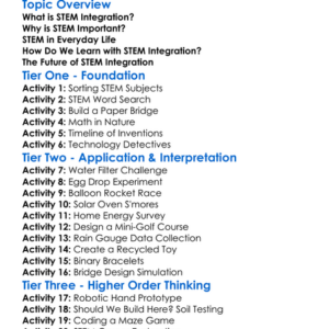 Stem Integration Worksheet Activity Booklet