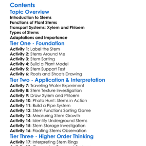 Stems And Transport Systems In Plants Worksheet Activity Booklet