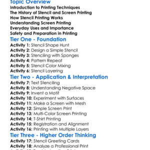 Stencil And Screen Printing Worksheet Activity Booklet