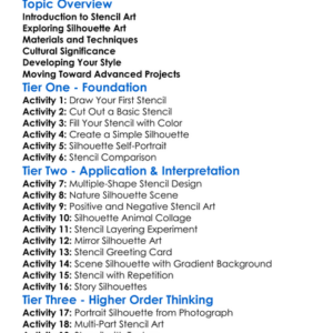 Stencil And Silhouette Art Worksheet Activity Booklet