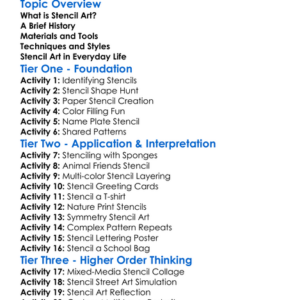 Stencil Art Worksheet Activity Booklet