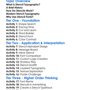 Stencil Typography Worksheet Activity Booklet