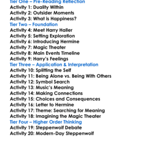 Steppenwolf Hermann Hesse Worksheet Activity Booklet