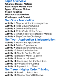 Stepper Motors In Robotics Worksheet Activity Booklet