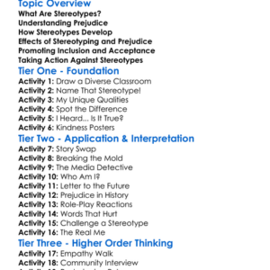Stereotypes And Prejudices Worksheet Activity Booklet