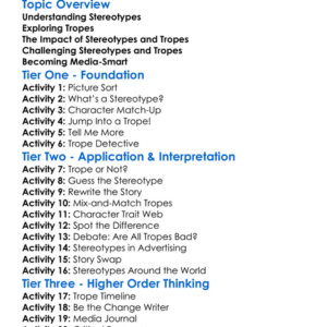 Stereotypes And Tropes Worksheet Activity Booklet