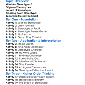 Stereotypes Worksheet Activity Booklet