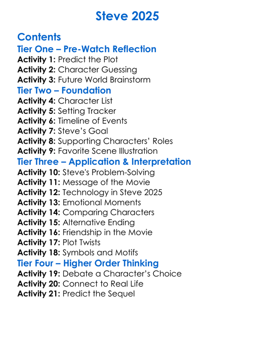 Steve 2025 Worksheet Activity Booklet