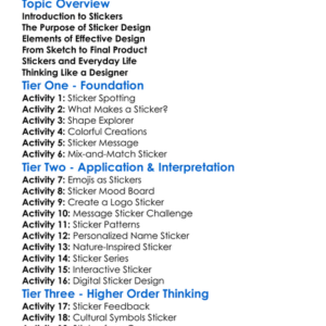 Sticker Design Worksheet Activity Booklet