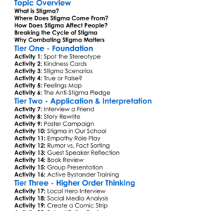 Stigma Worksheet Activity Booklet
