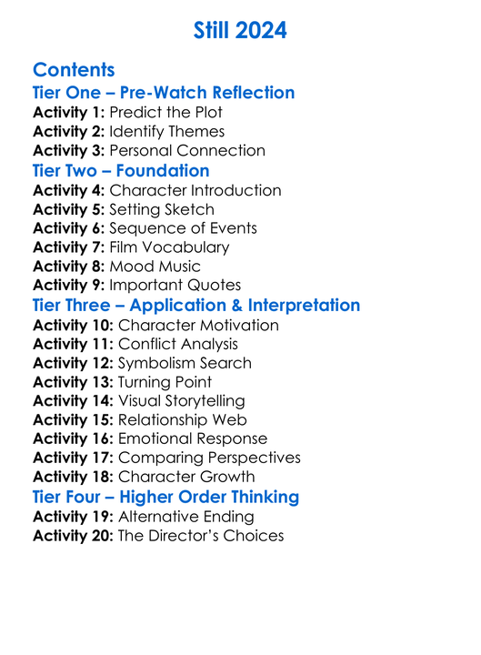 Still 2024 Worksheet Activity Booklet
