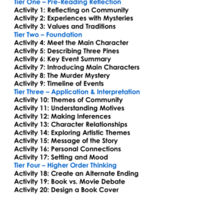 Still Life Louise Penny Worksheet Activity Booklet