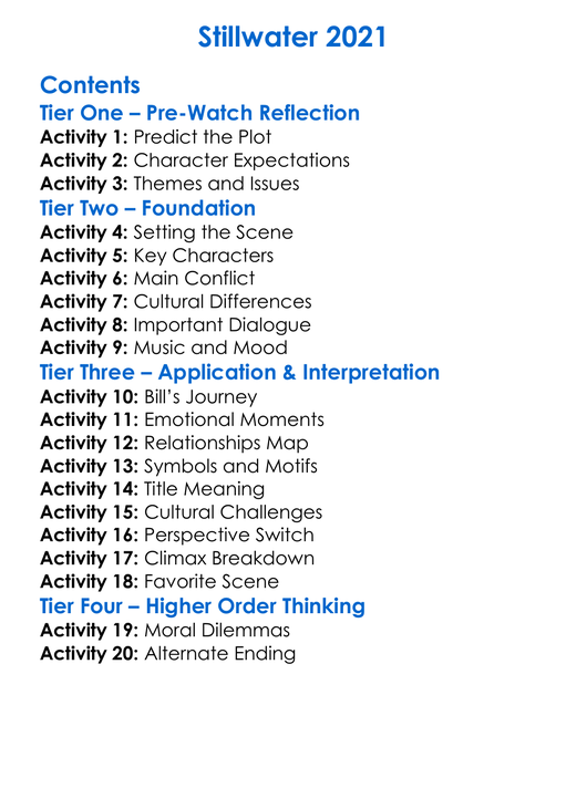 Stillwater 2021 Worksheet Activity Booklet