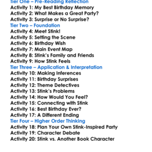 Stink A Big Bad Birthday Worksheet Activity Booklet