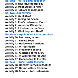 Stink A Hero For Halloween Worksheet Activity Booklet