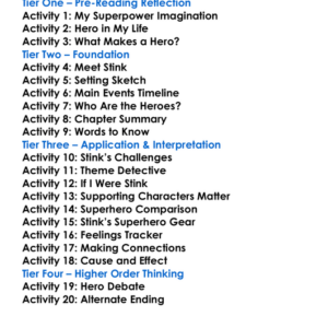 Stink Superhero Worksheet Activity Booklet