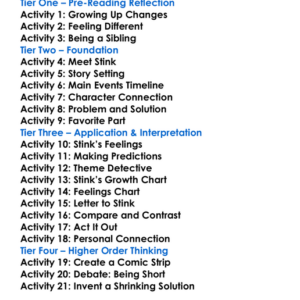 Stink The Incredible Shrinking Kid Worksheet Activity Booklet