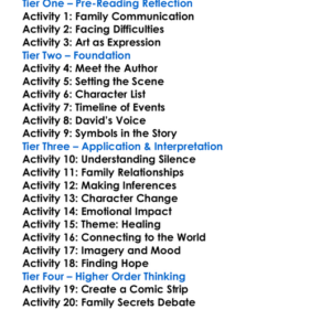 Stitches David Small Worksheet Activity Booklet