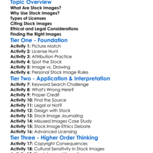 Stock Image Usage Worksheet Activity Booklet