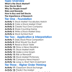 Stock Market Basics Worksheet Activity Booklet