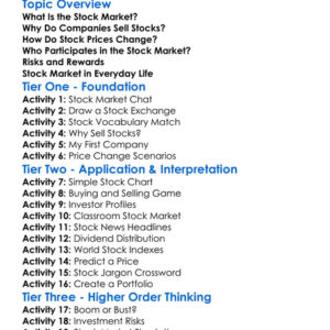 Stock Market Fundamentals Worksheet Activity Booklet