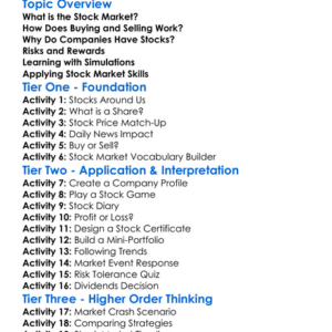Stock Market Simulation Worksheet Activity Booklet