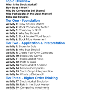 Stock Market Worksheet Activity Booklet