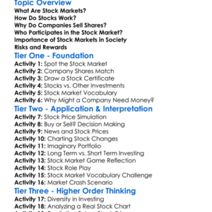 Stock Markets Basics Worksheet Activity Booklet