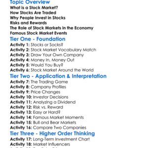 Stock Markets Worksheet Activity Booklet