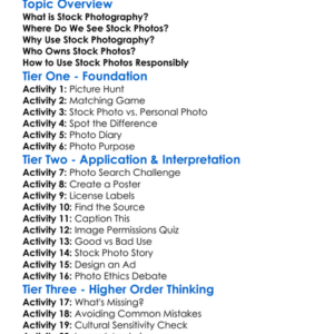 Stock Photography Use Worksheet Activity Booklet