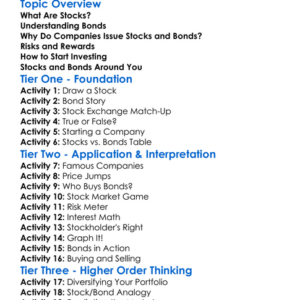 Stocks And Bonds Worksheet Activity Booklet