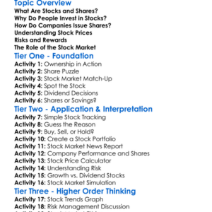 Stocks And Shares Worksheet Activity Booklet